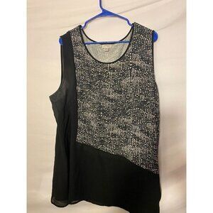 Avenue womens Sleeveless Top Shirt Blouse Plus Size 3X 22W 24W Black White